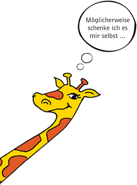 Giraffe denkt: 'Möglicherweise schenke ich es mir selbst …'